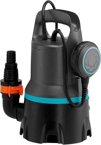 GARDENA Pompa sommersa acqua sporca 9000: pompa sommersa portata 9000 l/h, funz. Automatic, interruttore flottante funz. continuo, particelle sporco max. 25 mm, sistema attacco rapido, 300 W (9040-20) - Honorern