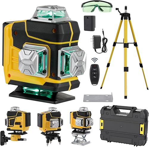 Multifunzionale 4D 16 linee laser livello 3° autolivellante macchina batteria al litio ricaricabile strumento di livellamento con 3 altezze regolabile in lega barra di estensione treppiede - Honorern