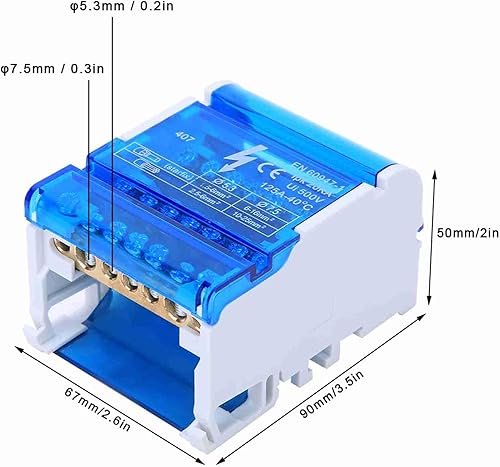 Scatola di Distribuzione Terminale, Custodia di Giunzione Monofase a 4 Livelli su Guida Din, Morsettiera con Coperchio Protettivo Scatola di Distribuzione Terminale 4 Ingressi 24 - Honorern