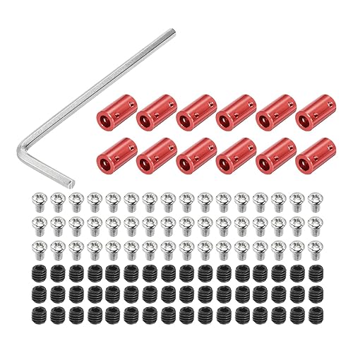 5mm a 8mm Foro Accoppiamento Rigido 25mm Lunghezza 14mm Dia Lega Alluminio Connettore Accoppiatore Albero per Stampanti 3D Rosso 12pz con 12pz Accoppiamento,1pz Chiave,96pz Viti - Honorern
