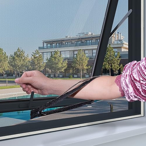 NOVITA' 2023 Zanzariera per Finestre 150x180CM con Zip per Accesso All'Esterno, Adatta per Finestra a Battente, con Taparelle o Persiane, Finestre a Bilico o Lucernari, Nero - Honorern