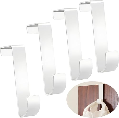 4 Pcs Ganci Per Porta,Gancio Per Appendere Ganci Sopra Il Porta Ganci Appendiabiti Gancio Appendiabiti Sopraporta Bianco Opaco Da Appendere,Antiruggine,Ganci A Z,Porta E Mobili Da 2 Cm Di Spessore - Honorern