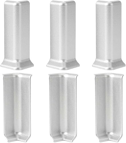 Blocchi angolari per battiscopa altezza 7,6 cm, 3 interni + 3 angoli esterni, connettore tra la base della parete della baia, rivestimento in gomma (L argento) - Honorern