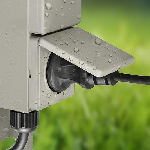 Presa di corrente da giardino PIWI con picchetto a terra per esterni, IP44, a 2 vie, acciaio inox, antracite, angolare, 30 cm - Honorern