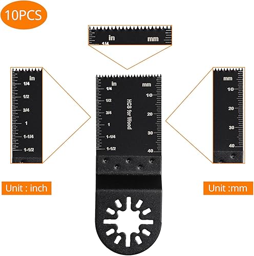 10 Pezzi Lame per Sega Lame Multifunzione Lame Utensile Multifunzione Oscillante Legno e Metallo Morbido in Plastica per Multimaster per Multimaster Bosch Black&Decker - Honorern
