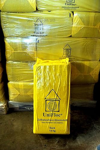Isolamento in cellulosa come versamento del pavimento, 21 sacchi da 296 kg, lambda D = 0,038 W/m2K, 2,5-3 sacchi per 1 m3 (1000 l) - Honorern