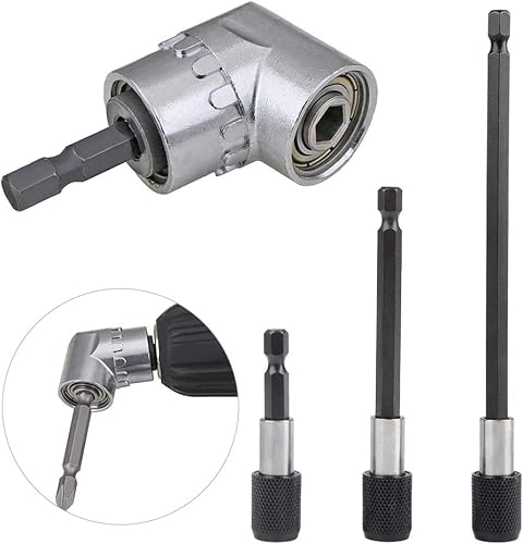 4 pezzi trapano avvitatore a batteria elettrica 105 gradi 1/4 di pollice forte trapano mandrino magnetico trapano esagonale con 60mm / 100mm / 150mm - Honorern