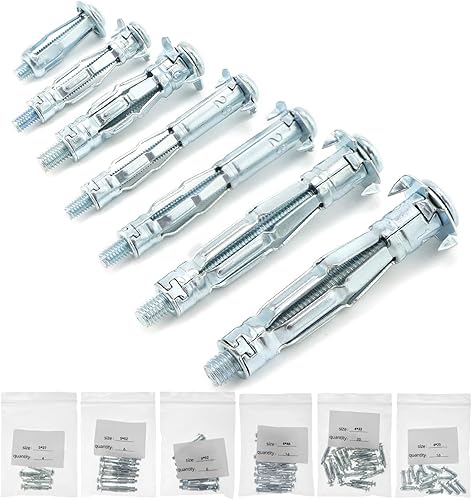 Confezione da 68 tasselli metallici con cavità, M8/M11/M13, tasselli con cavità in acciaio zincato per carichi da leggeri a medio-pesanti - Honorern