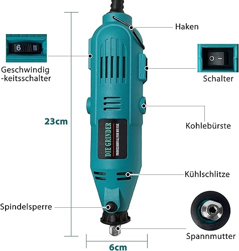 Mini smerigliatrice angolare set da 226 pezzi, con accessori, mini smerigliatrice multifunzione, con valigetta per mano e fai da te - Honorern