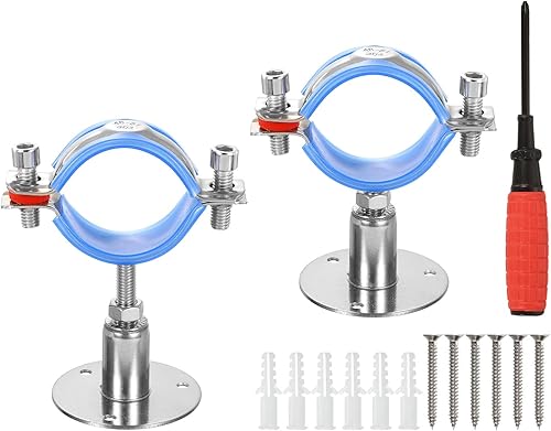 2pz Staffa di Supporto per Tubo per Montaggio a Soffitto per Montaggio a Parete in Acciaio Inossidabile, Altezza Regolabile 30-50mm per Tubo Od 48-51mm - Honorern