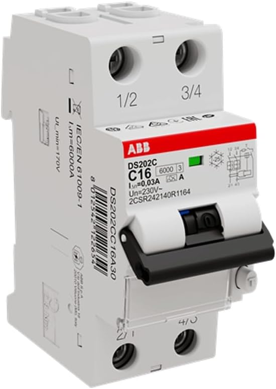 ABB DS202C INT.DIFF.MAGN. 6KA 2P A C16 30MA - Honorern