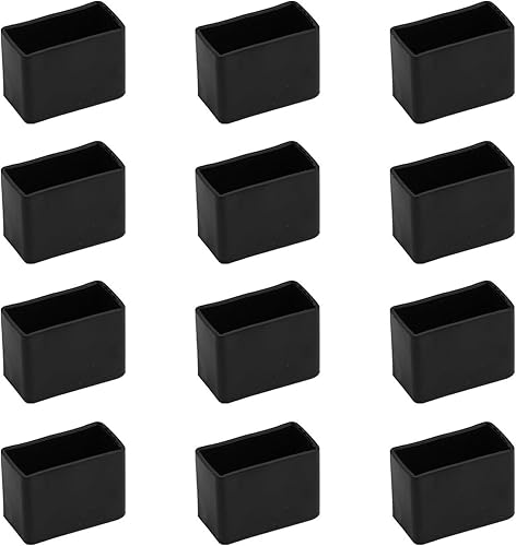 Set di 12 Tappi Rettangolari in PVC per Gambe di Sedie, Mobili, Protezione Antigraffio per Pavimenti, Set di Coperture per Tavolo, Colore Nero (40 x 60 mm) - Honorern