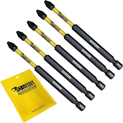 5 x SabreCut SCPZ289_5 89 mm PZ2 Set di punte per cacciavite a impatto magnetico Pozi Pozidriv Heavy Duty compatibile con Dewalt Milwaukee Bosch Makita e altro - Honorern