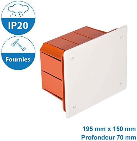 Electraline 60412 Cassetta di Derivazione da Incasso, Misura 198 x 153 x 70 mm, IP44, Arancione/Rosso/Bianco - Honorern