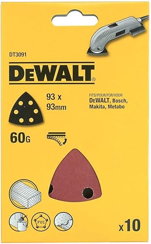 DEWALT carta abrasiva triangolare grana 60 - confezione da 10 fogli, DT3091-QZ - Honorern