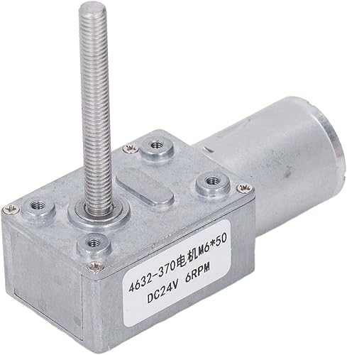 Motoriduttore DC, DC 24V M6 X 50mm 6 RPM Riduttore a Vite Senza Fine con Motoriduttore in Ottone in Alluminio per Apri Finestra - Honorern