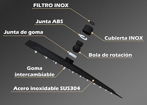 VALAZ Spruzzatore doccia 25 cm acciaio inox SUS304 rotondo nero opaco standard G1/2 inclinabile effetto pioggia tettarelle in silicone facile pulizia anticalcare alta e bassa pressione testa - Honorern