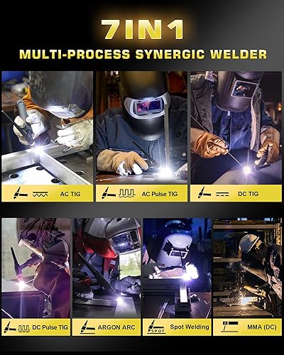 Saldatrice TIG AC/DC con impulso, [Grande Display LED] 200A Saldatrice TIG Inverter Digitale AC Impulso TIG/AC TIG/DC Impuls TIG/HF TIG/Saldatrice ad arco, 230V, Gasometro - Honorern