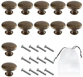 PFLYPF 12 maniglie per porta dell'armadio, con 1 borsa portaoggetti, pomello del cassetto in rame antico, anello di tiraggio per mobili, maniglia rotonda (30 mm, con vite) - Honorern
