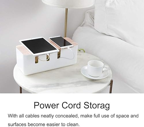 Scatola di immagazzinaggio del cavo di alimentazione con coperchio, fondo antiscivolo, cavi di cavo a prova di polvere, organizzatore della scatola di immagazzinaggio della gestione delle strisce - Honorern