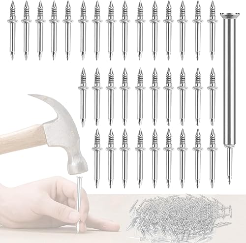 200PCS Chiodi Doppia Testa Muro, Lunghezza 100 Mm, Chiodo Doppia Testa Filetto Base, Chiodo Doppia Testa, Chiodo Doppio Battiscopa, Per Tracce, Viti Di Sicurezza Invisibili Strumento Manica - Honorern