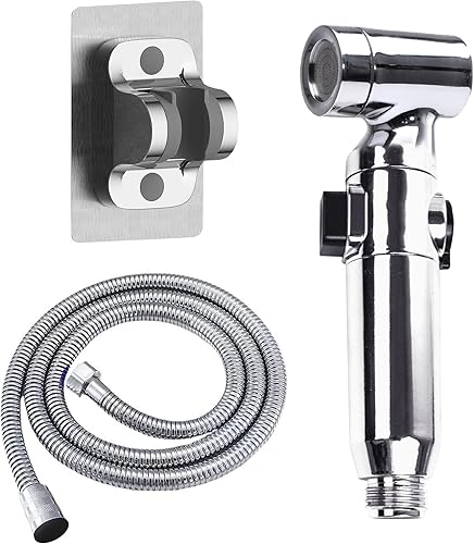 Idroscopino,Doccetta per Bidet,Doccino per Bidet Doccino Anale,Idroscopino per Wc con Tubo 150 cm E Supporto No-Drill,Doccino per Lavandino per Bagno,Cucina,Doccetta Bidet,Doccino Bidet Argento - Honorern