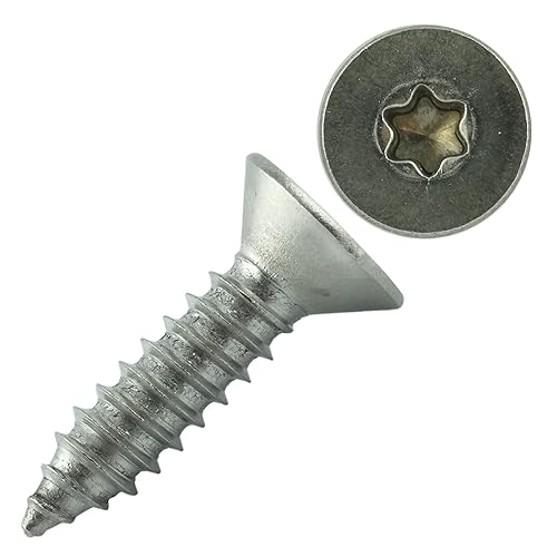 100 viti per truciolato Torx, filettatura completa 4 x 12 mm, in acciaio inox A2, viti per legno con testa svasata, in acciaio inox - Honorern