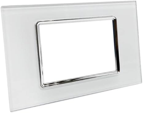 Vetrineinrete® Placchetta per interruttore in vetro a 3 4 7 posti bianca cassetta 503 compatibile con living light supporto cover (4 Posti) - Honorern