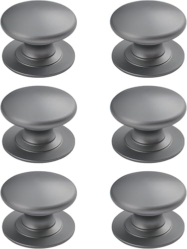 6 pomelli autoadesivi per armadietti, armadietti, cassetti, in alluminio, per finestre, armadi, armadi, cassetti (argento opaco) - Honorern