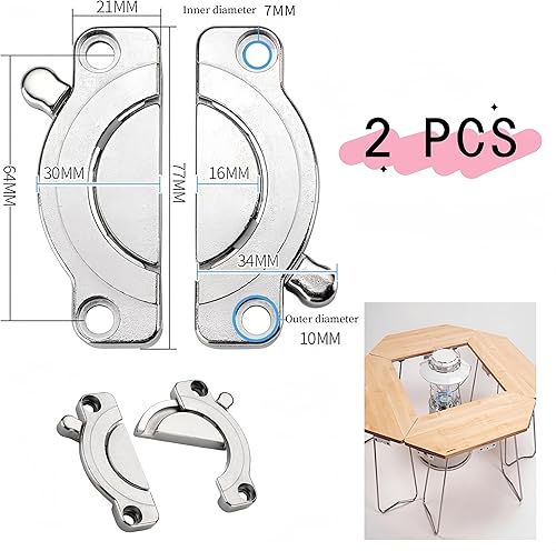 Connettori da tavolo, 2 pezzi, per tavolo da pranzo, per mobili, per mobili, piastre in legno, per tavoli, tavoli, piastre in metallo, chiavistello girevole separabile da avvitare - Honorern