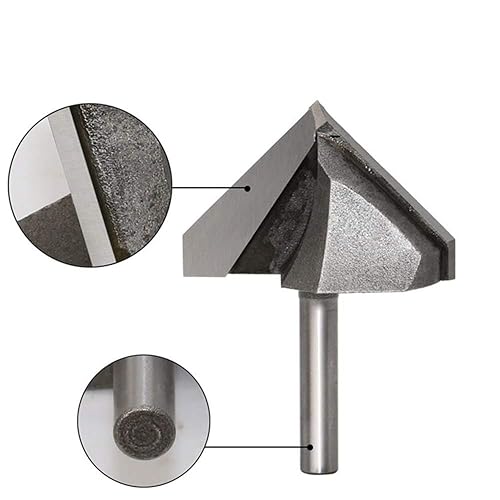 Fresa per fresa da 1/4 x 1-3/4, fresa a 90 gradi, scanalatura a V, per la lavorazione del legno - Honorern