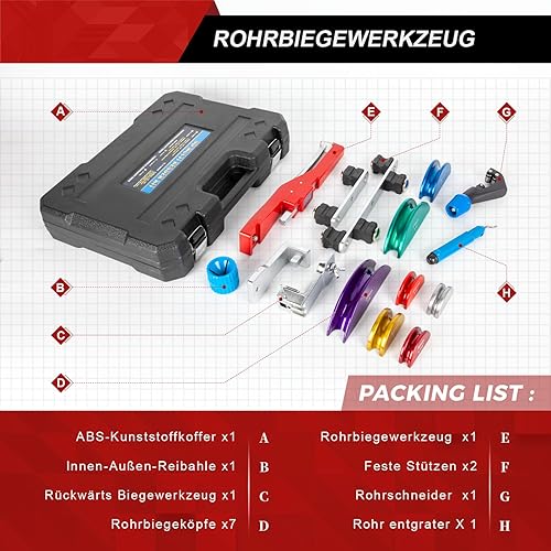 Cintreuse manuelle de tuyaux en cuivre et de conduites de frein avec coupe-tubes pour climatisation, pince à cintrer, outil de cintrage pour tuyaux de frein, 1/4', 7/8' à 90 angles - Honorern
