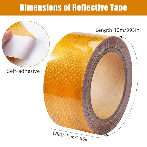 Nastro Catarifrangente Adesivo, 10m x 5cm Strisce Catarifrangenti Adesive, Nastro Adesivo Catarifrangente, Nastro Riflettente Giallo, Nastro Segnaletico Adesivo, Per Veicoli, Auto, Rimorchi, Barche - Honorern