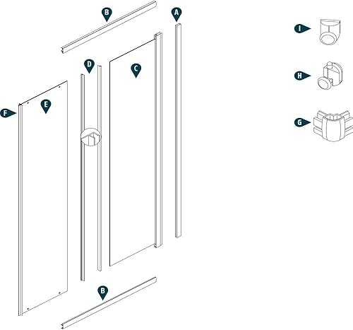 Box Cabina Doccia Corner 3 Lati Cristallo Temprato Serigrafato 75x75x75 - Honorern