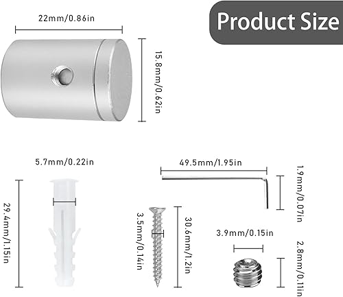 Ganci per Specchio Muro 4 Pezzi di Distanziali per Targhe, lo Spessore Massimo di Distanziali può Essere Fissato 6 mm può Essere Utilizzato per L'Intarsio di Lastre Acriliche e di Vetro - Honorern