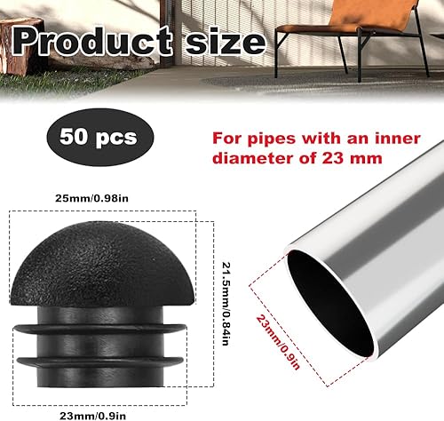 50 Pz Tappi per Tubi Rotondi per Sedie Inserti a Cupola per Tubi Protezioni per Tappi in Plastica da 25mm Tappi Lamellari con Testa a Sfera per Tubi Tondi per Gambe di Tavolo, Sedia, Mobile - Honorern