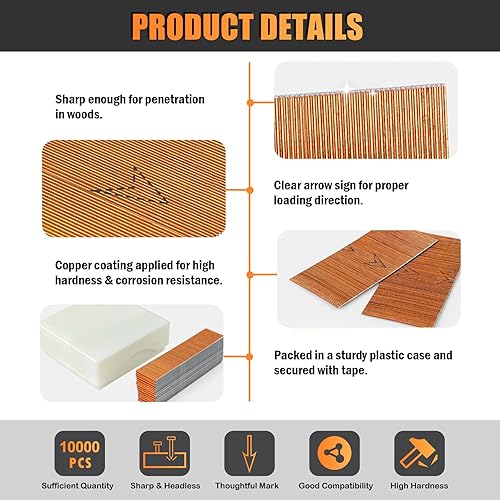 P612 Chiodi a spillo in rame senza testa, calibro 23, 12 mm, 10000 pezzi/scatola, chiodi a spillo per chiodatrice pneumatica - Honorern