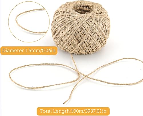 Filo di iuta 1,5 mm x 400 m, resistente agli strappi, corda di iuta, adatto per confezioni regalo, fai da te e giardinaggio, marrone - Honorern