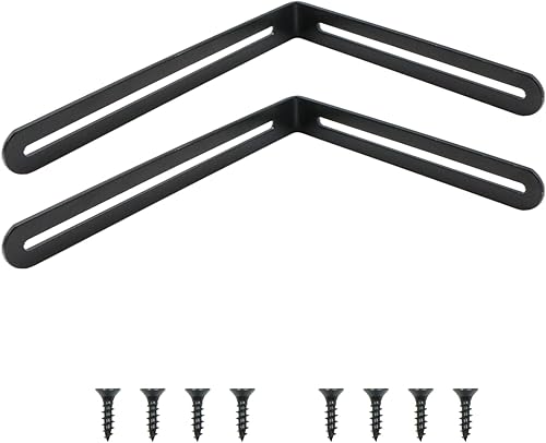 Staffe Angolari 90 Gradi Supporti - 2 pezzi (200 + 165) x24 mm in acciaio inossidabile Staffa ad angolo retto a forma di L staffa telaio per tavolo sedia mobili Letti Porte, Nere - Honorern