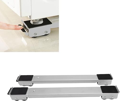 Rullo Mobile Dolly per Mobili, 2 Set di Staffe per Rulli Mobili Ruote Mobili con Base Rialzata per Lavatrice Frigorifero (Argento) - Honorern
