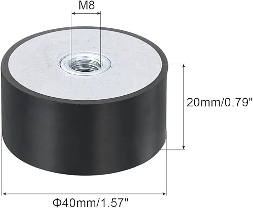 40 x 20mm M8 Filettatura Femmina Supporti in Gomma, Isolatori di Vibrazioni, Sostituiscono Cuscinetti Antivibranti Blocco di Base Piatto e Silenzioso - Honorern