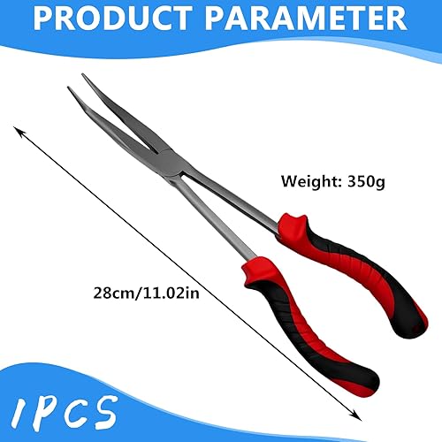 Pinza da pesca con gancio: 28 cm, pinza di sgancio, pinza per pesca, accessori per la pesca curva, forbici da pesca utilizzate per la cattura di pesci predatori, set di pinze a lunga portata – - Honorern