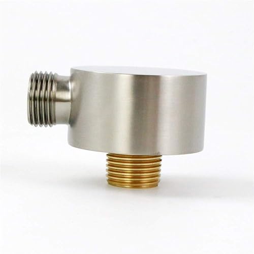 Connettore per tubo doccia in ottone G1/2' rotondo da parete, raccordo a gomito con bocca di uscita a muro, in nichel spazzolato - Honorern