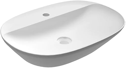 LAVABO DA APPOGGIO OVALE ALLUNGATO (MONOFORO) VARIANT 60X42CM Bianco - Honorern