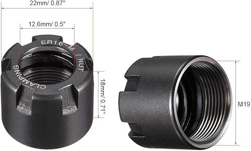 ER16-M pinze Bloccaggio Dadi, per CNC Fresatura Mandrino Supporto Tornio, Nero - Honorern