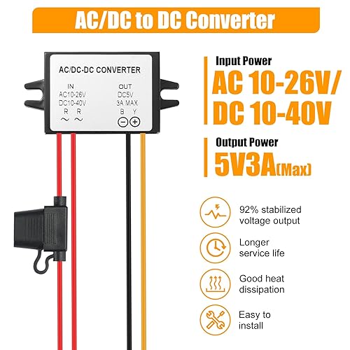 YBBOTT Step down AC/DC 12V/24V zu DC 5V 3A 15W Buck Volt Trasformatore Alimentatore Regolatore Limitatore Riduttore Convertitore di tensione Raddrizzatore - Honorern