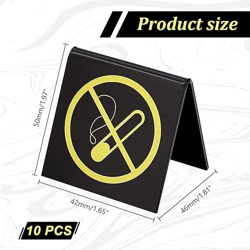 AHANDMAKER 10 cartelli bifacciali in acrilico per tende da tavolo, non fumare, non fumare, non fumare, non fumare, cartello da tavolo per ristoranti, uffici, centri commerciali, caffè, nero - Honorern