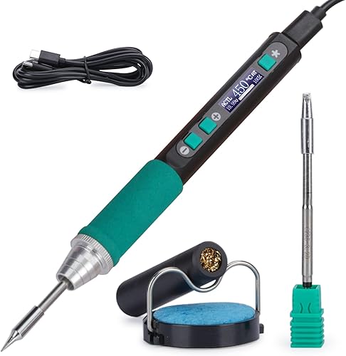 928D-IV Kit di Saldatore a Stagno con Porta Type-C, Riscaldamento Rapido con Cartuccia C235, Temperatura Regolabile da 90~450°C, Protocolli PD/QC/Adattivi,Display LCD e Copertura Multifunzionale - Honorern