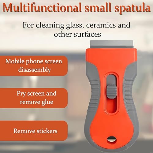 Set di Strumenti Per Raschiare, Raschietto Per Pulizia Stufa in Plastica in 1 Pezzo con 20 Lame Metalliche, Strumento Per Pulizia Raschietto Per Finestre in Plastica (Arancione) - Honorern