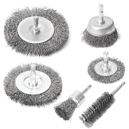 6 Pezzi Spazzole Metalliche, Spazzola Acciaio per Trapano con 1/4 Pollice Gambo Filo Acciaio per Rimozione Ruggine, Corrosione, Vernice - Honorern